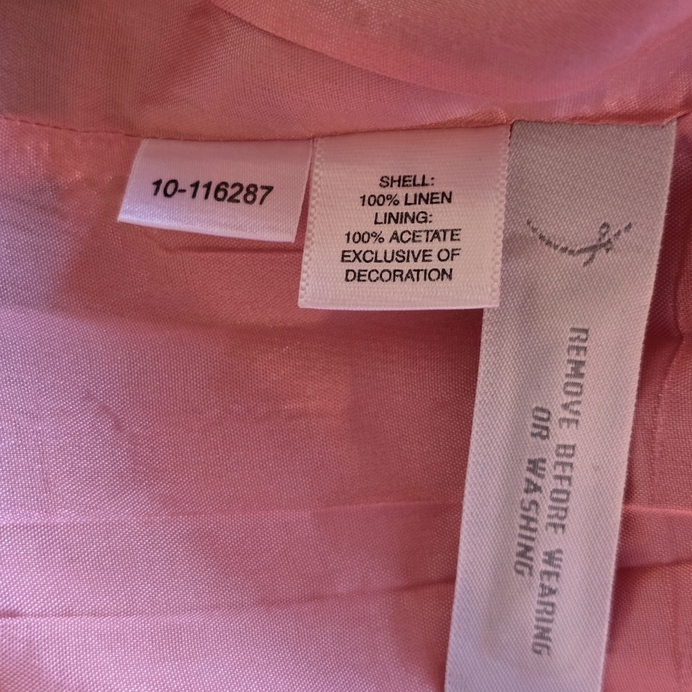 Ann Taylor Pretty Pink V- Neck Linen Dress Adorable Pleats Vacation Cruise Date - Picture 9 of 9